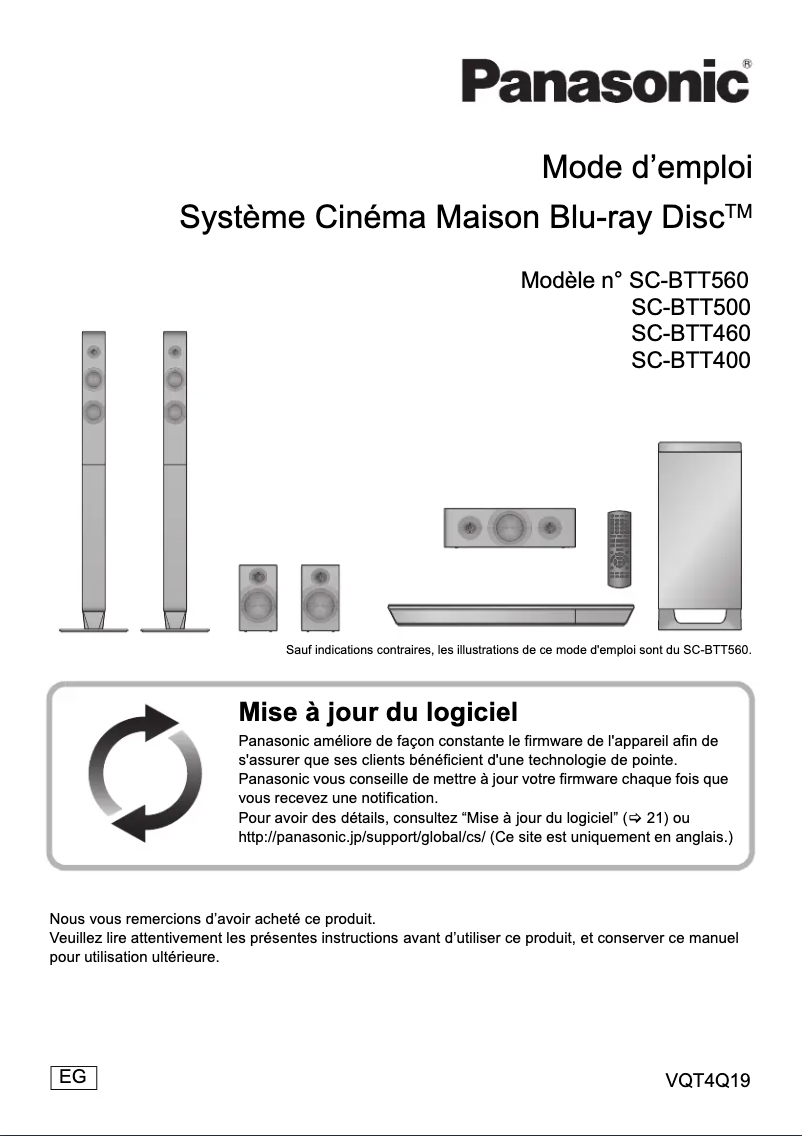 Page 1 de la notice Manuel utilisateur Panasonic SC-BTT500