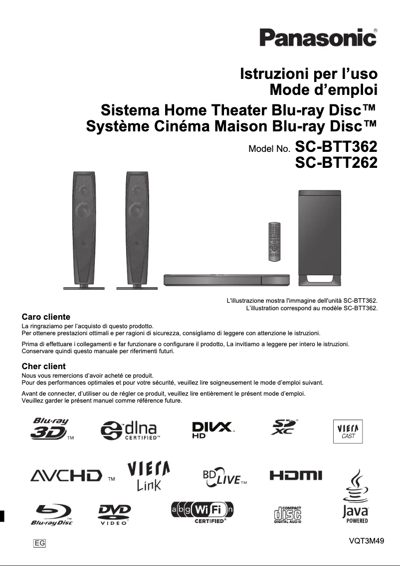 Image de la première page du manuel de l'appareil SC-BTT262