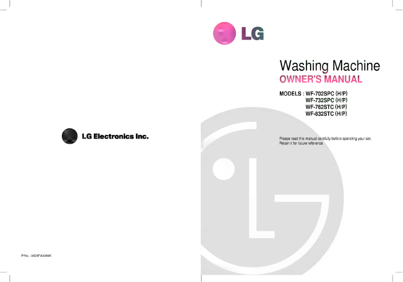 Page 1 de la notice Manuel utilisateur LG WF-702SPP