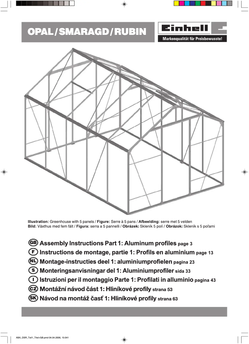 Page n°1 - Manuel utilisateur Einhell OPAL 2