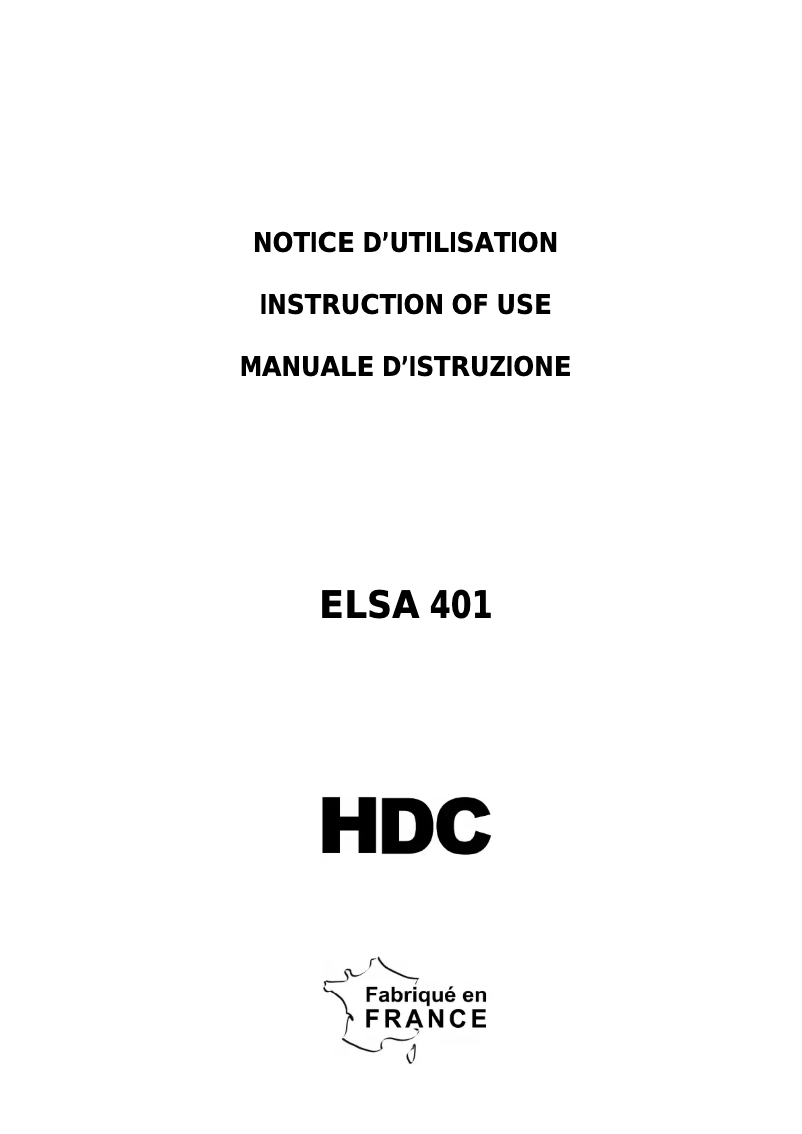 Page 1 de la notice Manuel utilisateur HDC ELSA401