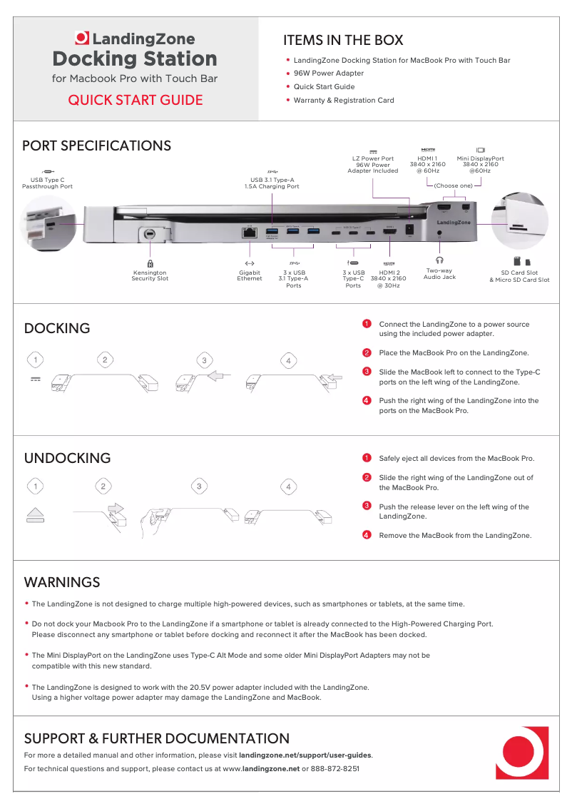 Page n°1 - Manuel utilisateur LandingZone Docking Station MacBook Pro