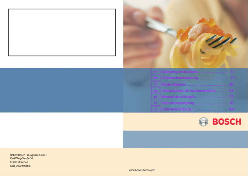 Page n°1 - Manuel utilisateur Bosch PRP626B90E