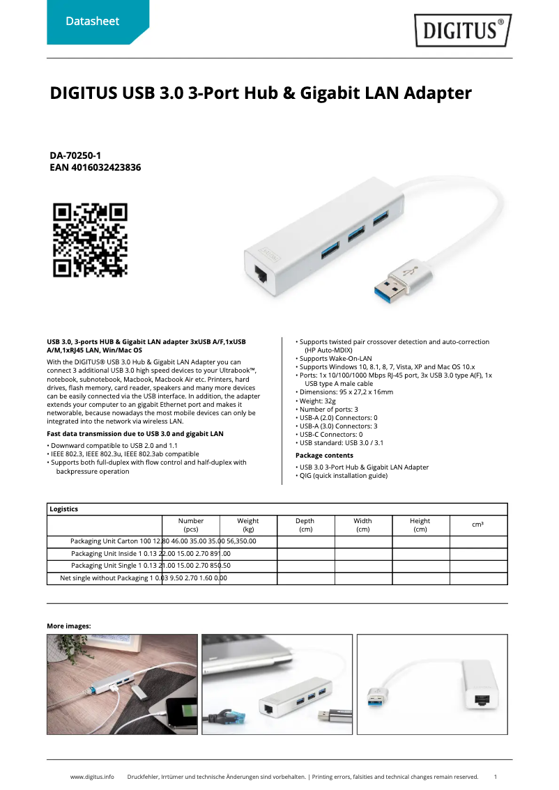 Page n°1 - Fiche technique Digitus DA-70250-1