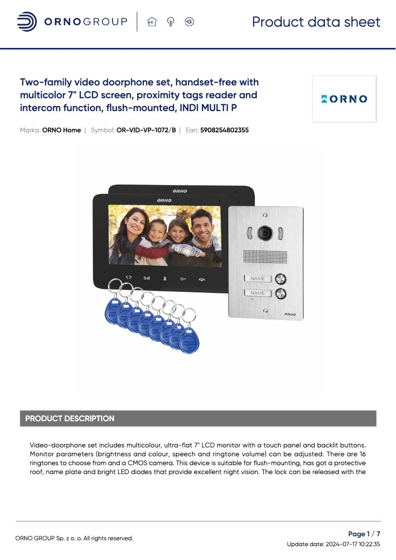 Image de la première page du manuel de l'appareil OR-VID-VP-1072