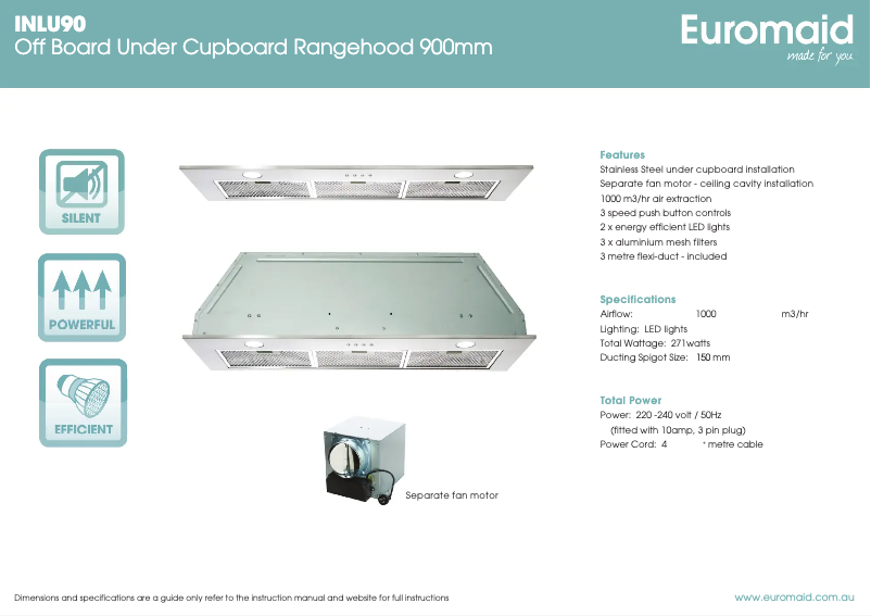 Página 1 del manual Ficha técnica Euromaid INLU90