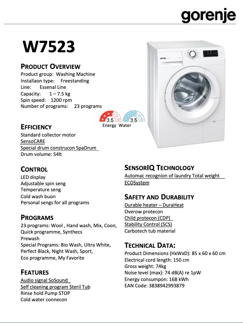 Image de la première page du manuel de l'appareil W7523