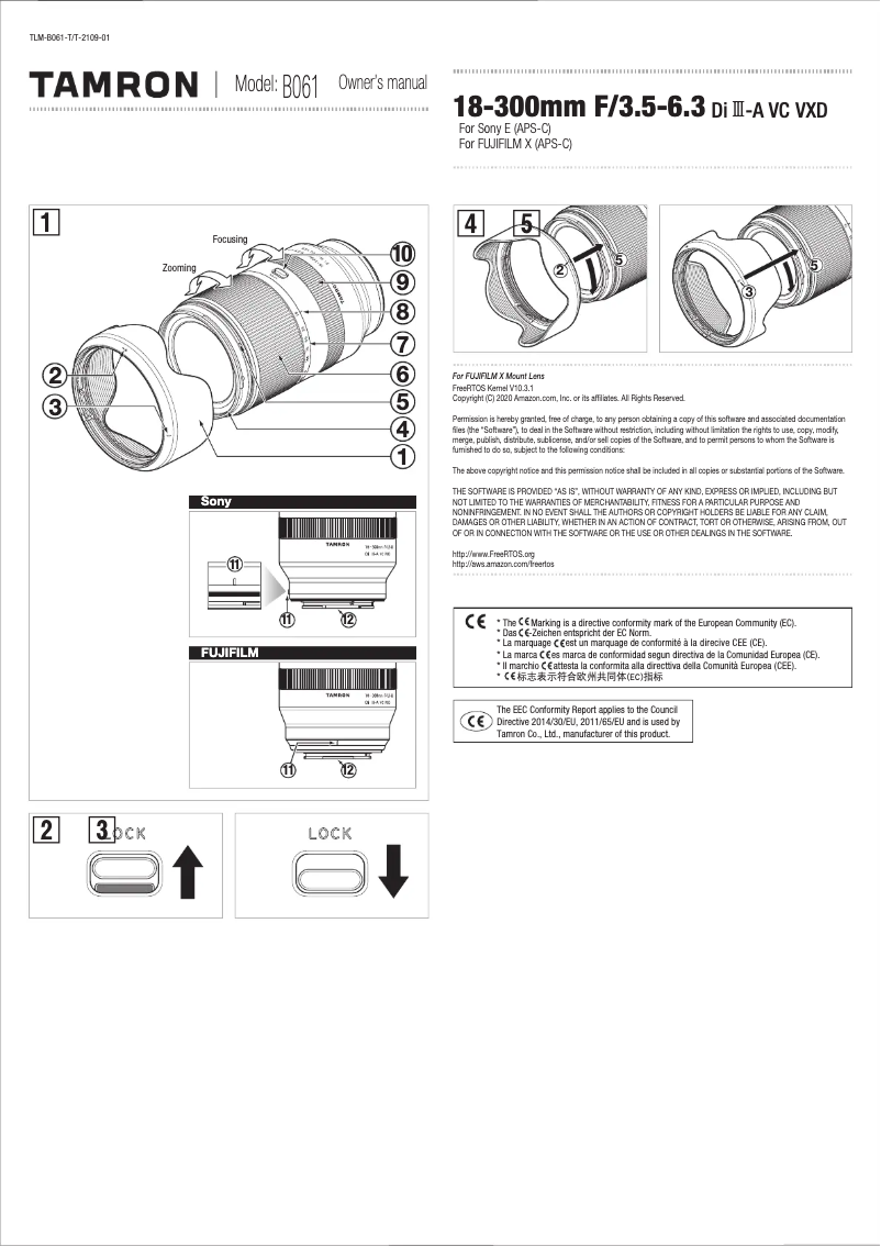 Image de la première page du manuel de l'appareil 18-300mm f/3.5-6.3 Di III-A VC VXD