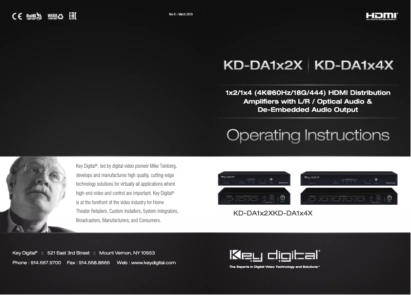 Page 1 de la notice Manuel utilisateur Key Digital KD-DA1x2X