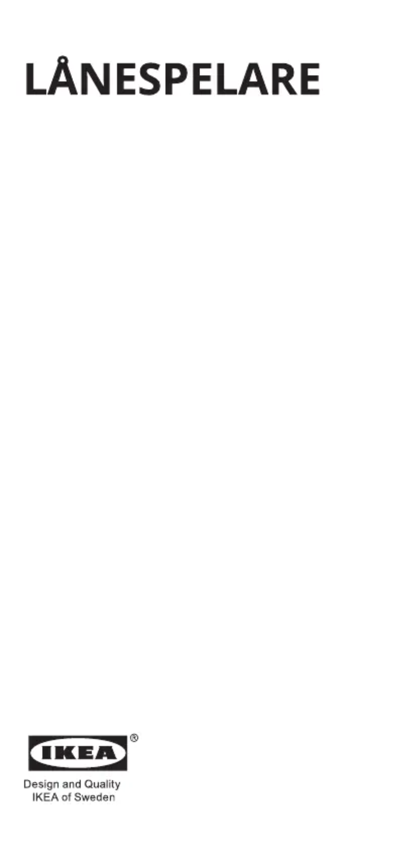 Page 1 de la notice Manuel utilisateur Ikea LÅNESPELARE 805.040.68