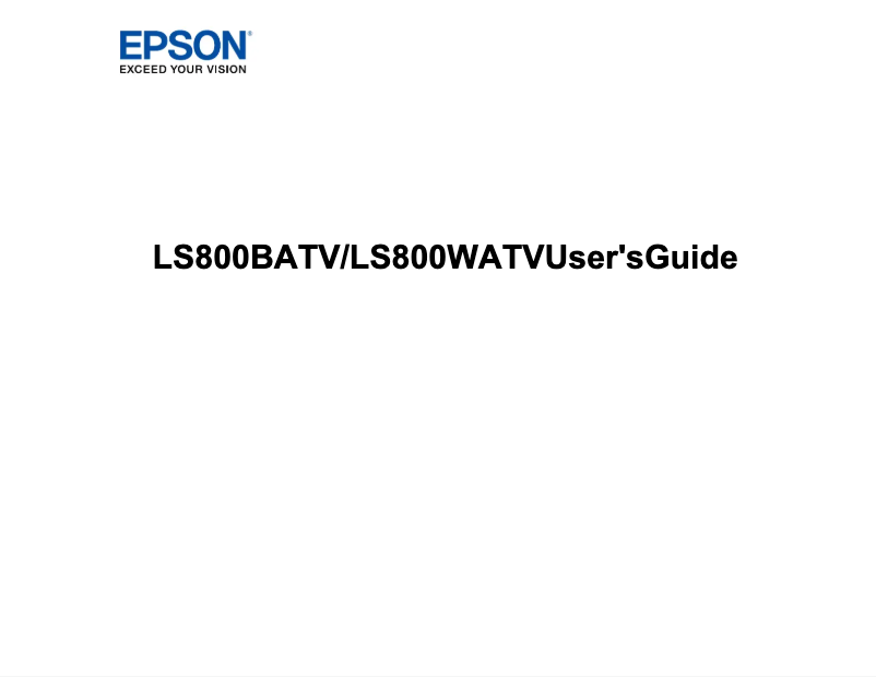 Page n°1 - Manuel utilisateur Epson EpiqVision Ultra LS800