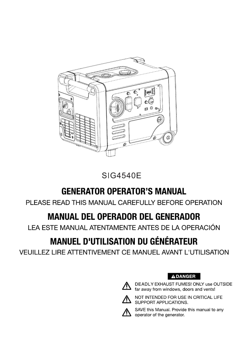 Page n°1 - Manuel utilisateur Simpson SIG4540E