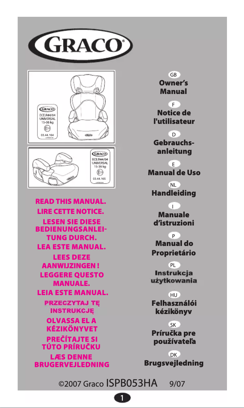 Page 1 de la notice Manuel utilisateur Graco Sport Luxe