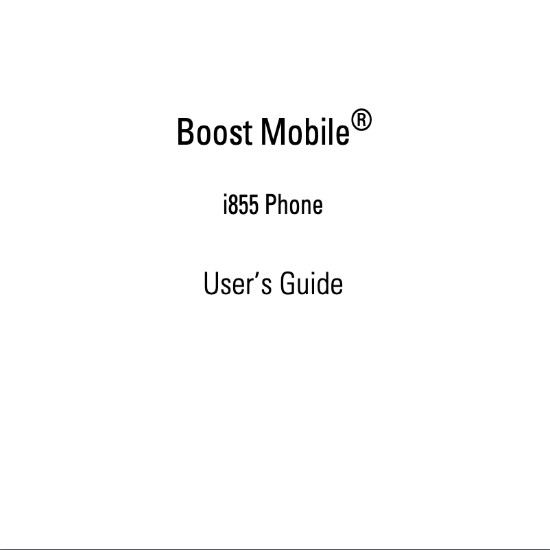 Page n°1 - Manuel utilisateur Motorola i855