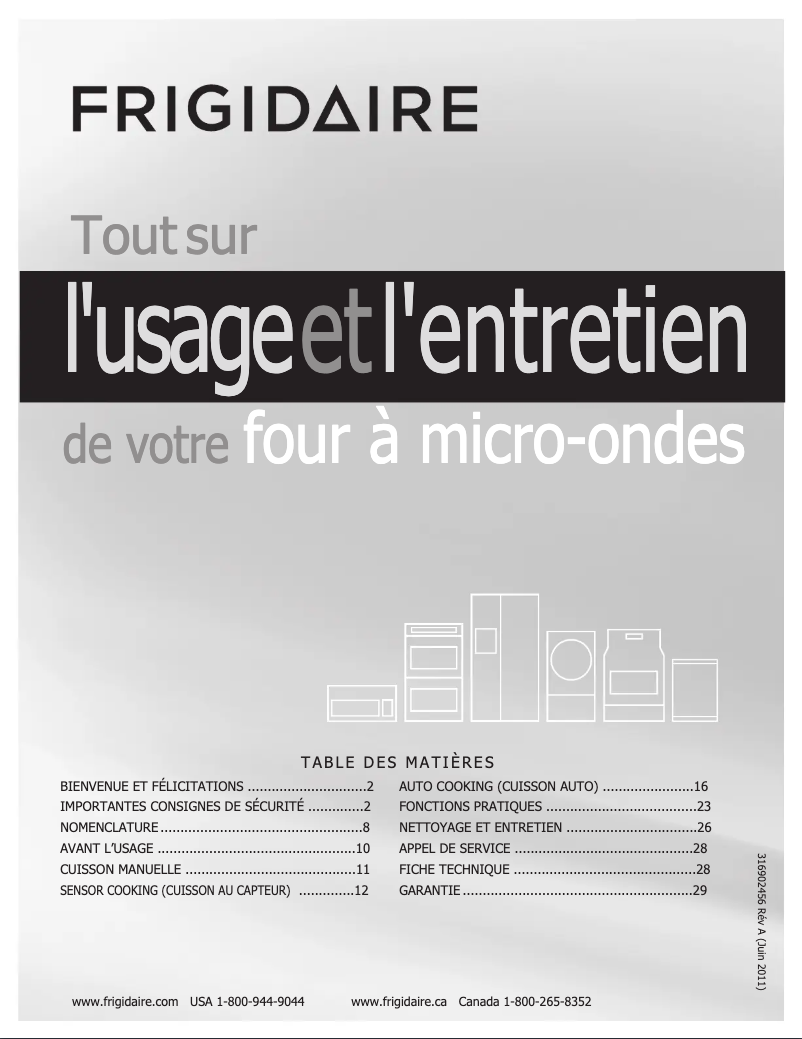 Page n°1 - Manuel utilisateur Frigidaire FGMV185KW