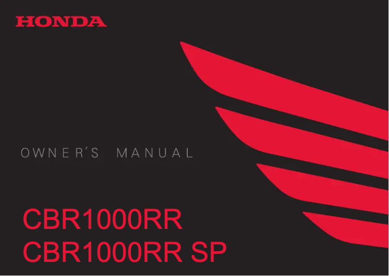 Image de la première page du manuel de l'appareil Fireblade CBR1000RR (2019)