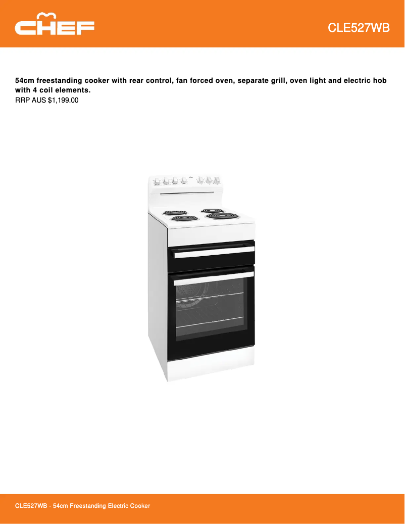 Página 1 del manual Ficha técnica Chef CLE527WB