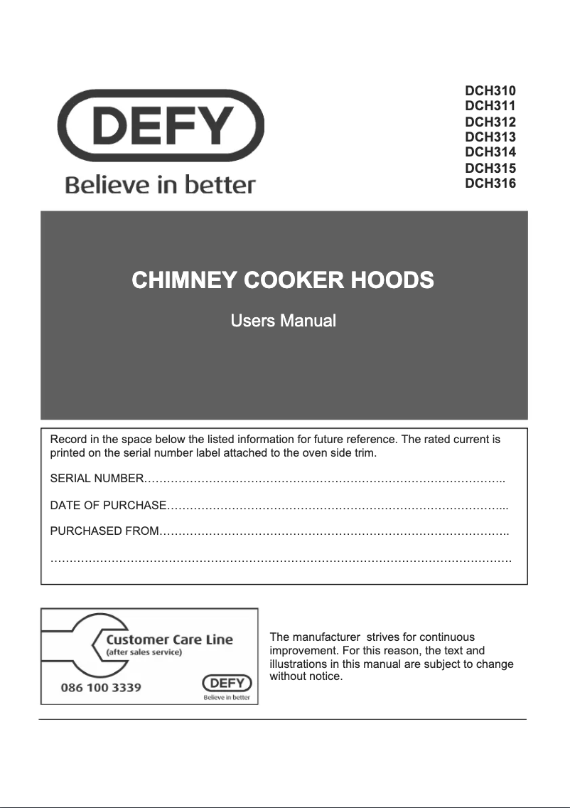 Page n°1 - Manuel utilisateur Defy DCH 312