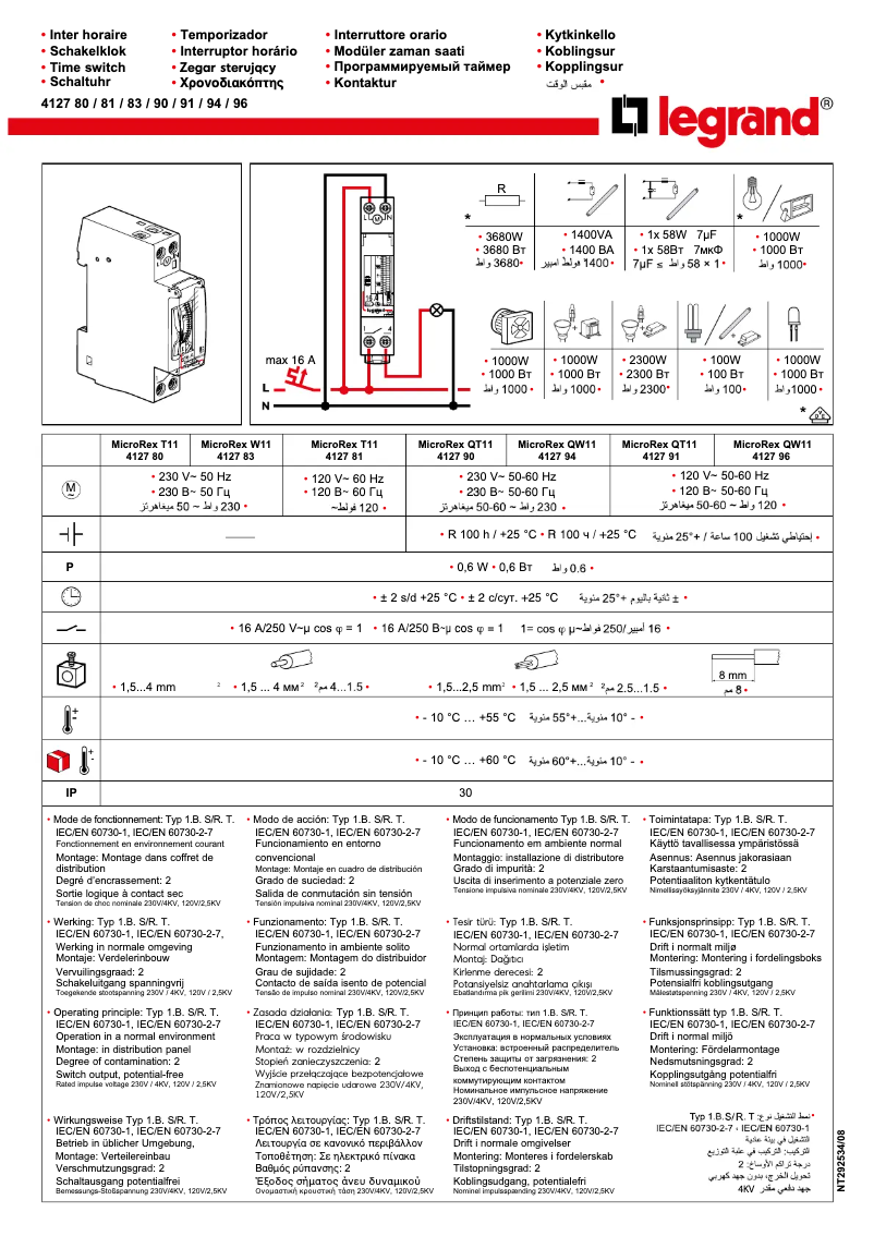Page n°1 - Manuel utilisateur Legrand MicroRex QW11