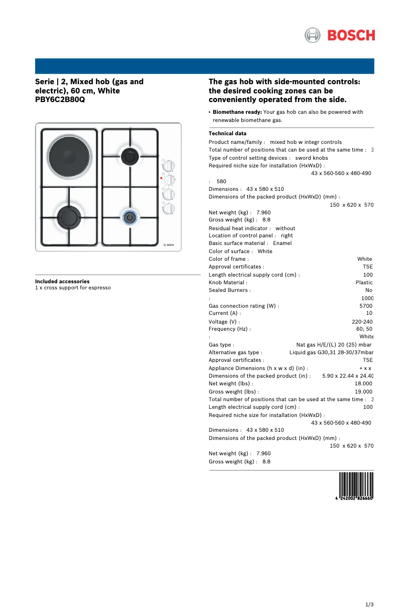 Page 1 de la notice Manuel utilisateur Bosch PBY6C2B80Q