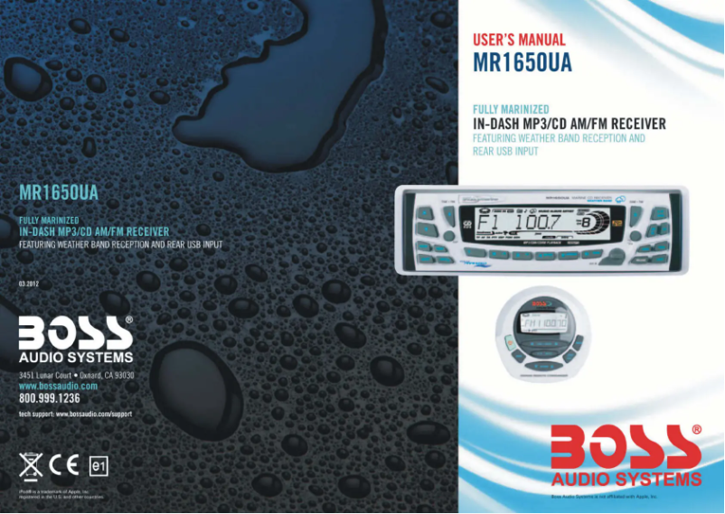 Page 1 de la notice Manuel utilisateur Boss MR1650UA