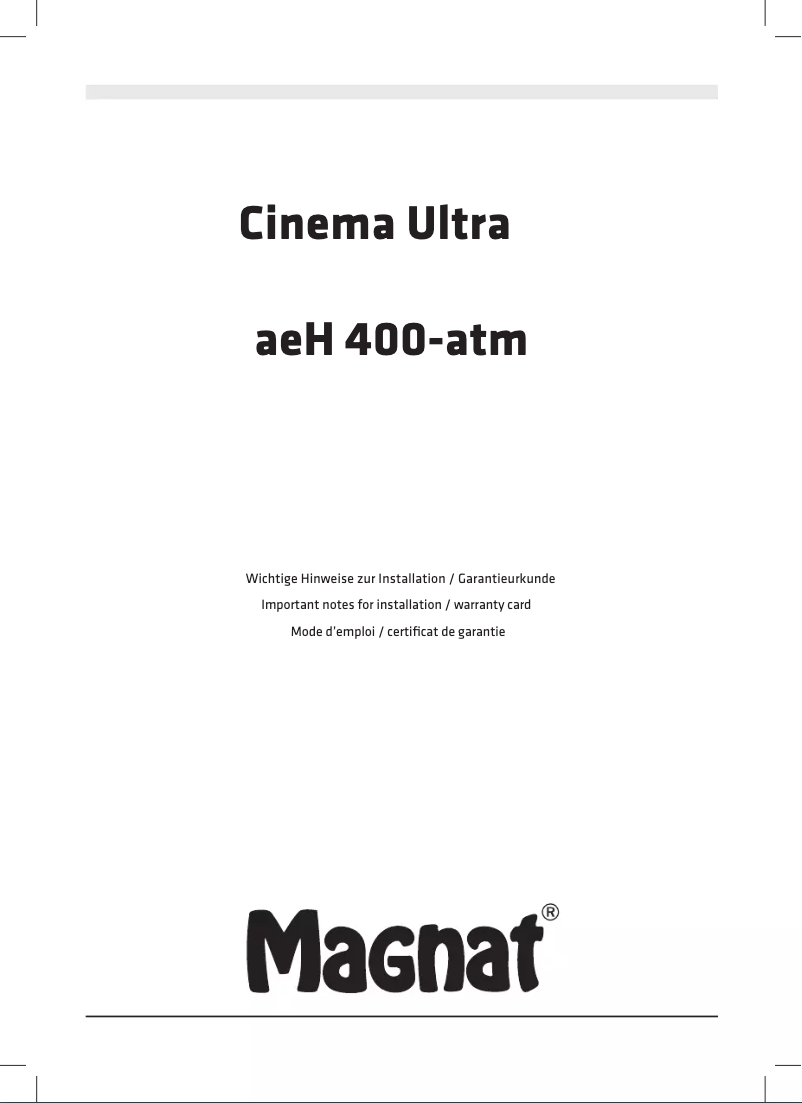 Page 1 de la notice Mode d'emploi Magnat Cinema Ultra AEH 400-ATM