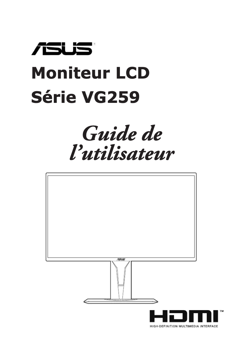 Page 1 de la notice Manuel utilisateur Asus TUF Gaming VG259Q
