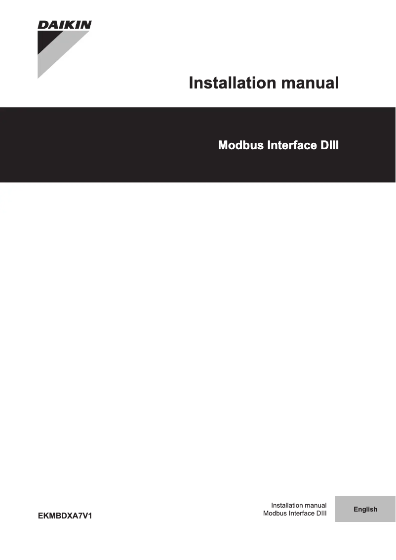 Page 1 de la notice Manuel utilisateur Daikin EKMBDXA7V1