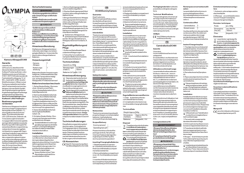 Page 1 de la notice Manuel utilisateur Olympia DC400