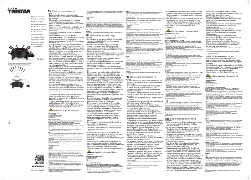 Page 1 de la notice Manuel utilisateur TriStar PD-8769