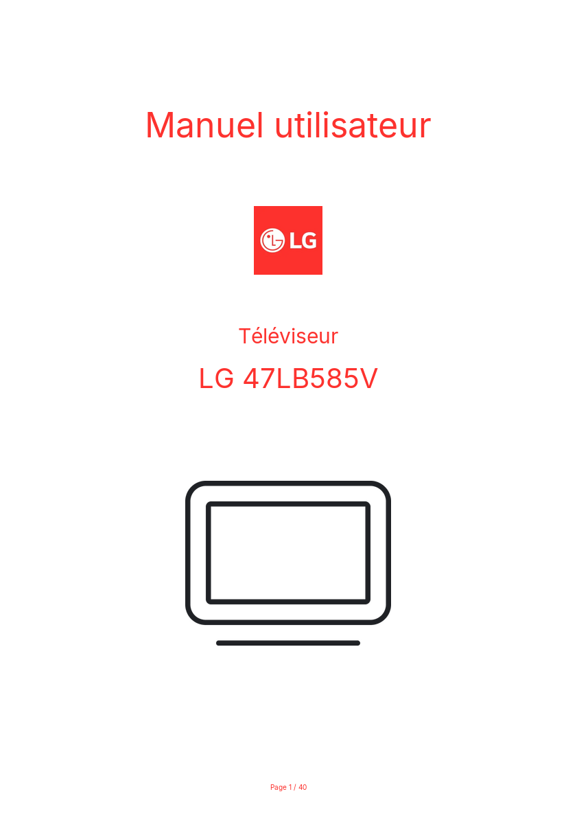 Page n°1 - Manuel utilisateur LG 47LB585V