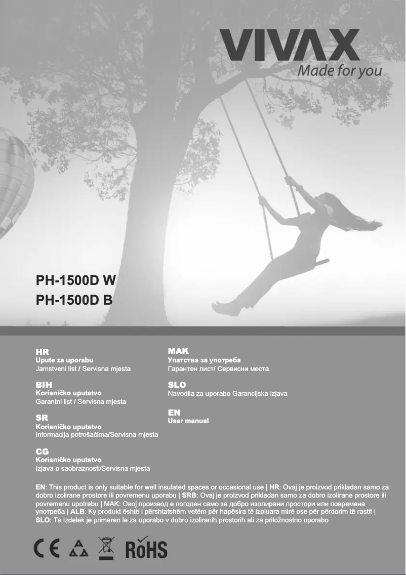 Page 1 de la notice Manuel utilisateur Vivax PH-1500D W