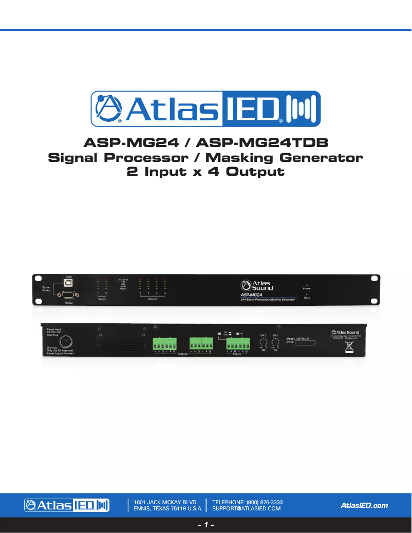 Image de la première page du manuel de l'appareil ASP-MG24TDB