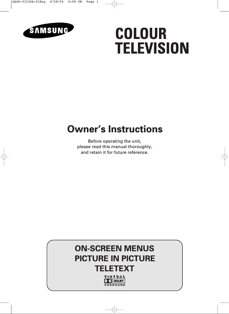 Page 1 de la notice Manuel utilisateur Samsung WS-32A208PY