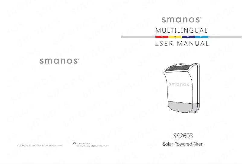 Page n°1 - Manuel utilisateur smanos SS2603