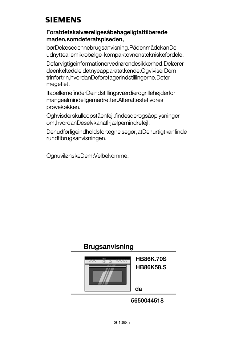 Página 1 del manual Manual de usuario Siemens HB86K570S