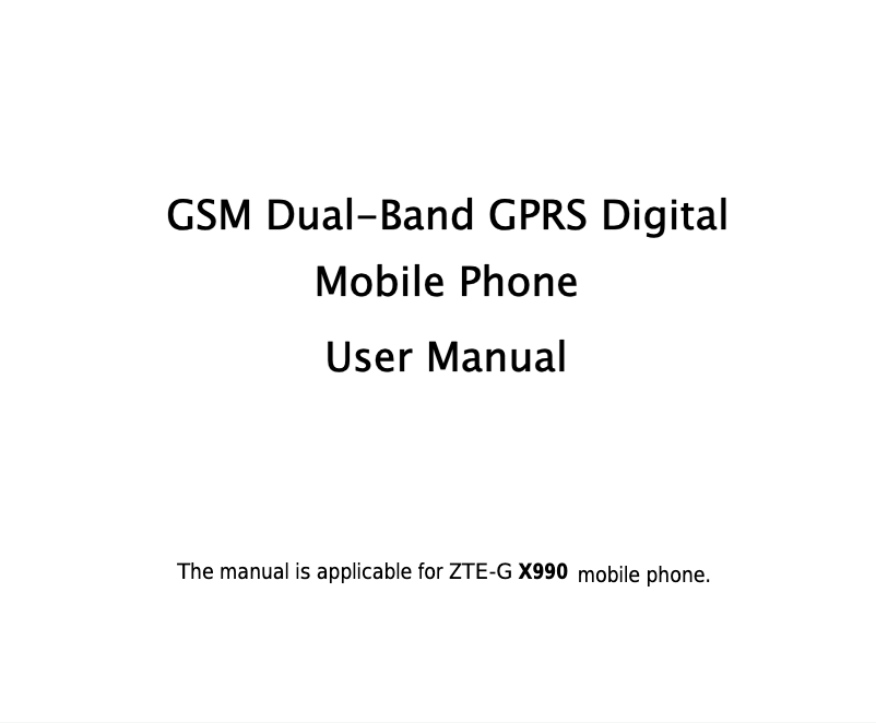 Page n°1 - Manuel utilisateur ZTE X990