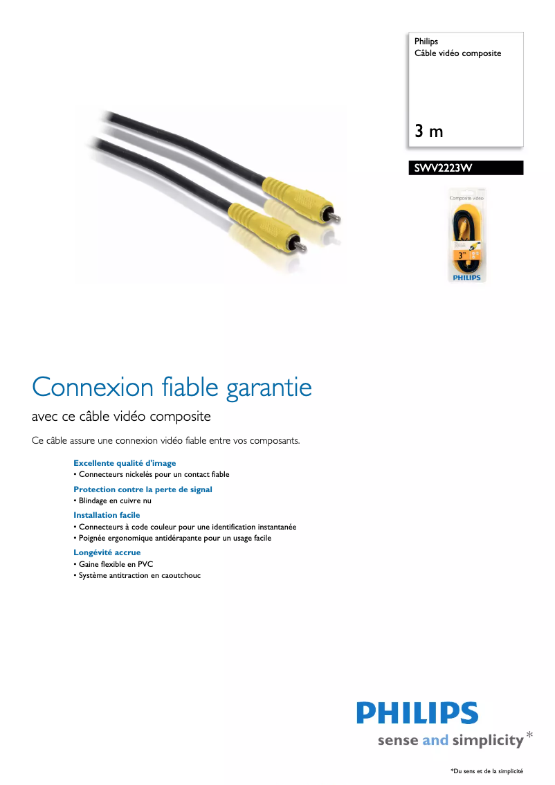 Page 1 de la notice Fiche technique Philips SWV2223W