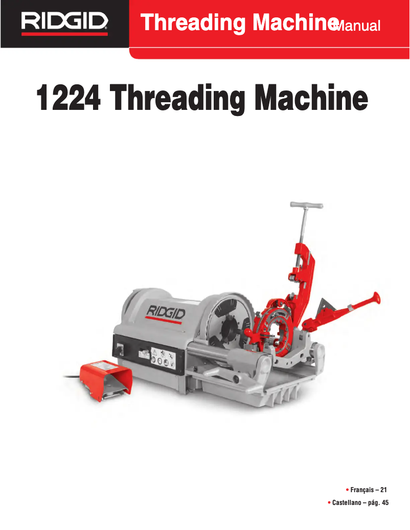 Page n°1 - Manuel utilisateur Ridgid 1224