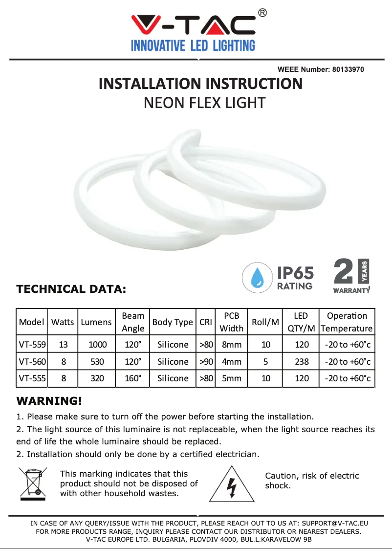 Imagen de la primera página del manual del dispositivo VT-560
