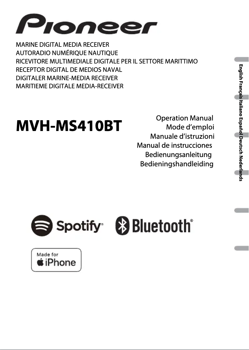 Image de la première page du manuel de l'appareil MVH-MS410BT