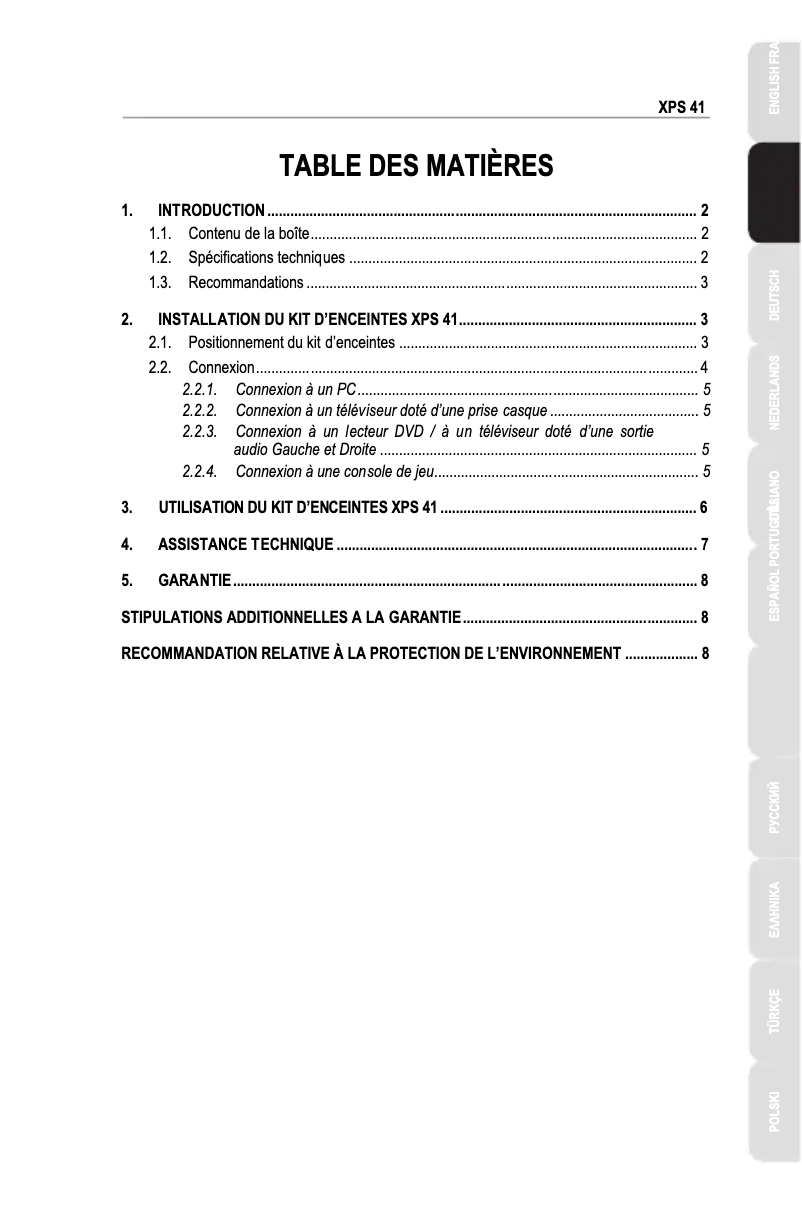 Image de la première page du manuel de l'appareil XPS 41