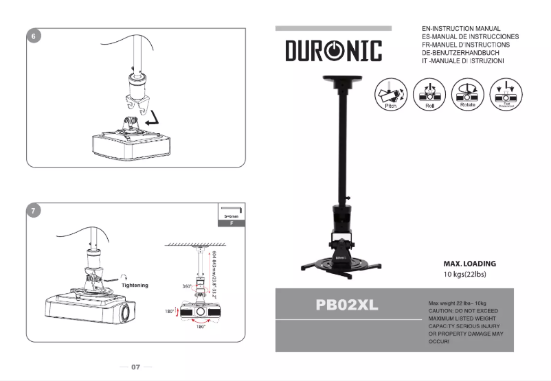 Page 1 of the manual User Manual Duronic PB02XL