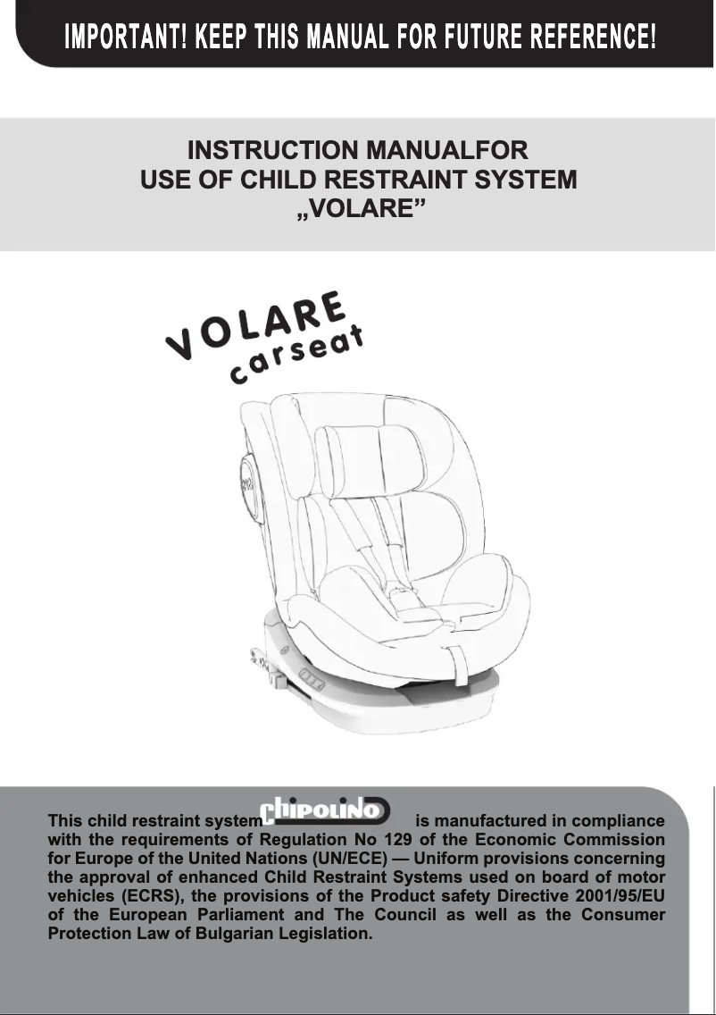 Page 1 de la notice Manuel utilisateur Chipolino Volare