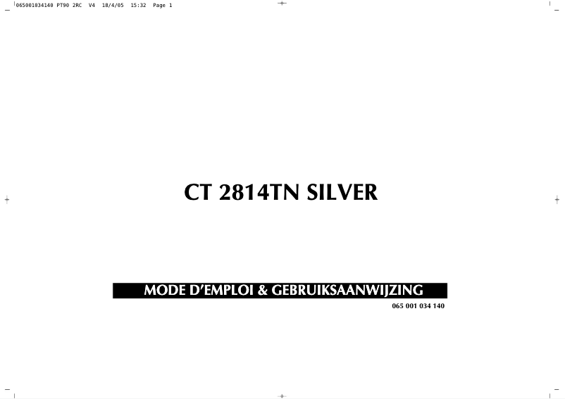 Page 1 de la notice Manuel utilisateur Finlux CT2814TN Silver