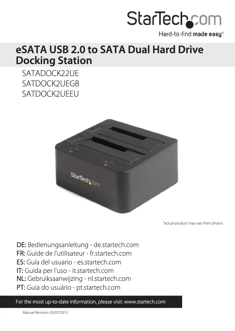 Page n°1 - Manuel utilisateur StarTech.com SATADOCK22UE