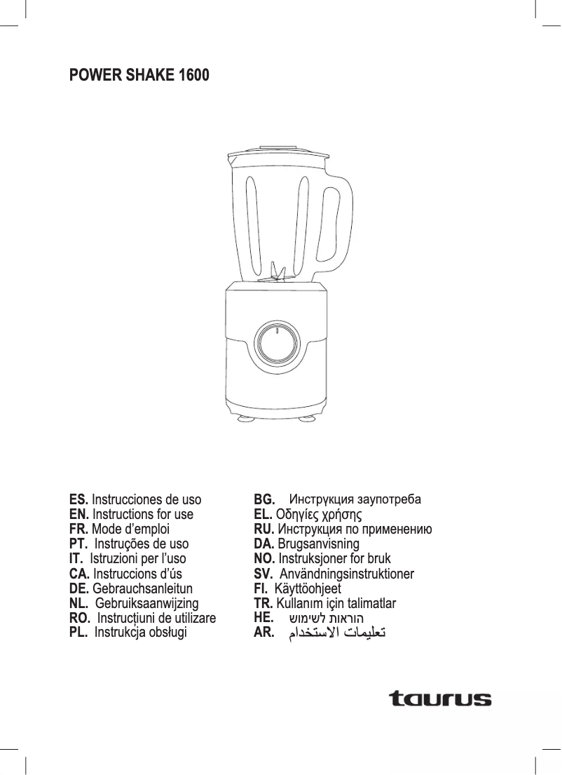 Page 1 de la notice Manuel utilisateur Taurus Power Shake 1600
