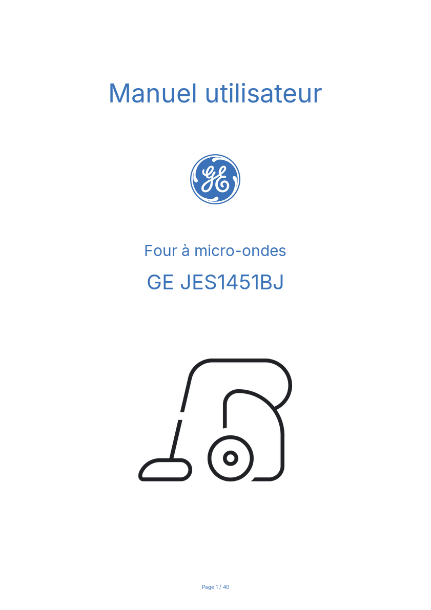 Page n°1 - Manuel utilisateur GE JES1451BJ