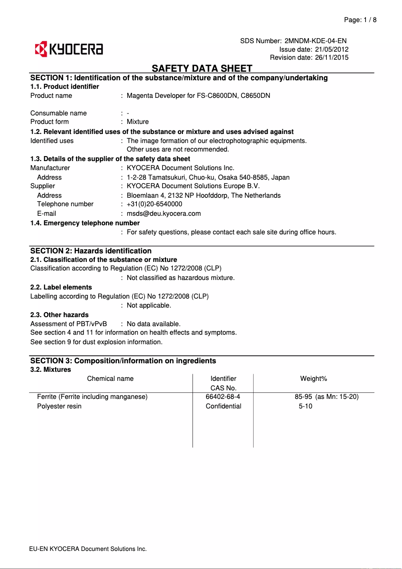 Image de la première page du manuel de l'appareil FS-C8650DN