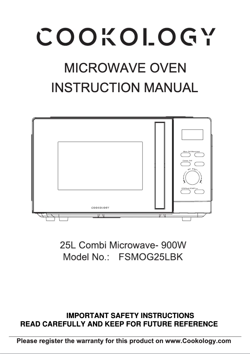 Page 1 de la notice Manuel utilisateur Cookology FSMOG25LBK
